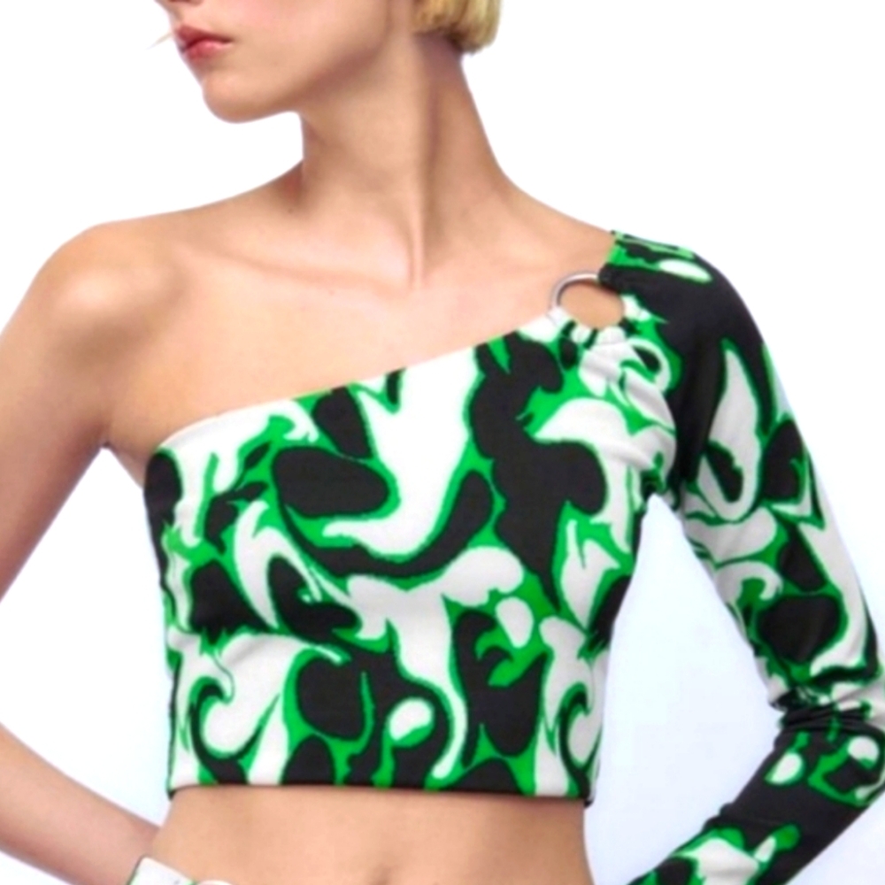 Zara Asymmetrical One Shoulder Crop Top